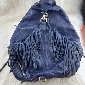 Rebecca Minkoff Julian fridge Navy Leather Fringe Backpack